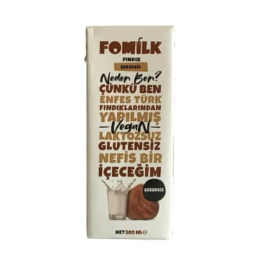 FOMILK SEKERSIZ FINDIK SUTU 200 ML