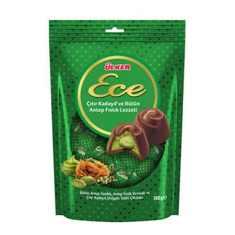 Ece Çıtır Kadayıf ve Bütün Antep Fıstıklı Sütlü Çikolata 300 G