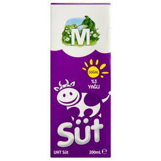 Migros %3 Yağlı UHT İçme Sütü 200 Ml