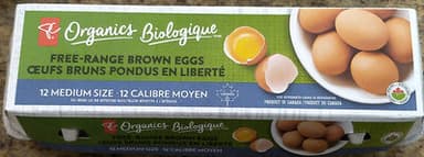 12 Medium Organic Free-Range Eggs, Brown.