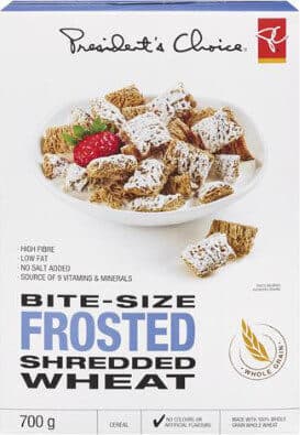 Bite-size frosted shredded wheat cereal