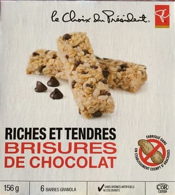 Riches et tendres brisures de chocolat