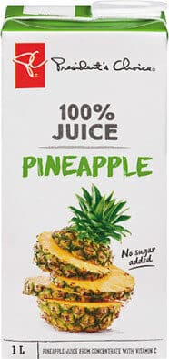 Pineapple juice from concentrate with vitamin c