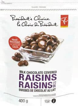 Milk chocolate covered raisins