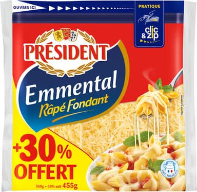 President emmental rape fondant 350g+30% offert