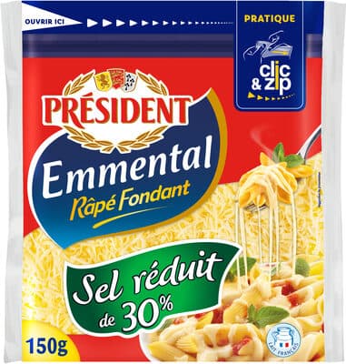 President emmental rape sel reduit de 30% 150g