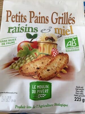 Petits Pains Grillés Miel & Raisins Bio