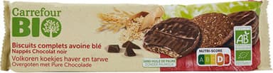 Biscuits complets avoine blé Nappés Chocolat Noir