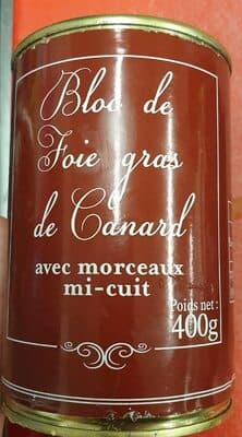 Bloc foie gras de canard avec morceaux mi cuit