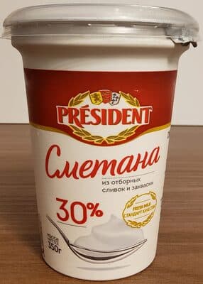 Сметана из отборных сливок и закваски 30%