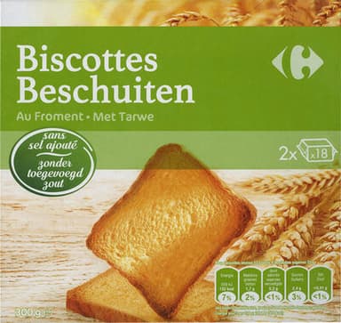 Biscottes sans sel ajouté