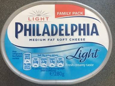 Light Philadelphia medium fat soft cheese