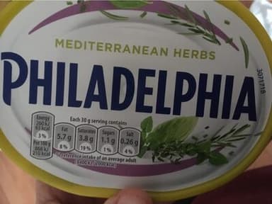 Philadelphia cream cheese mediterranean full fat