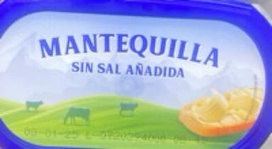 Mantequilla sin sal añadida
