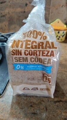 Pan de molde 100% integral sin corteza