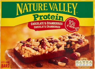 Barres protéinées aux chocolat et cranberries sans gluten