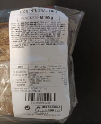 Pan 100% Integral Fino