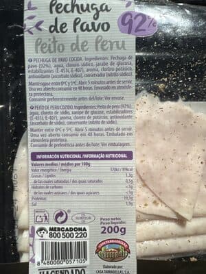 Pechuga de Pavo Cocida 92%