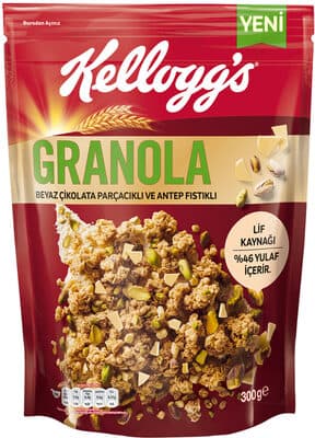 Kellogg's® Granola Beyaz Çikolata Parçacıklı ve Antep Fıstıklı (300 g)