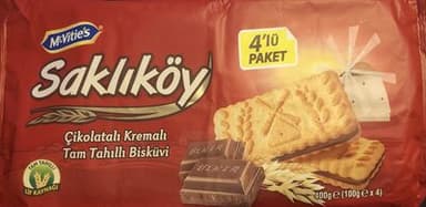 Saklıköy Çikolatalı Kremalı Tam Tahıllı Bisküvi