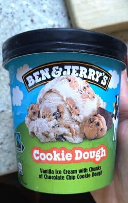 Cookie Dough Vanilla Ice Cream with Chunks of Chocolate Chip Cookie Dough
