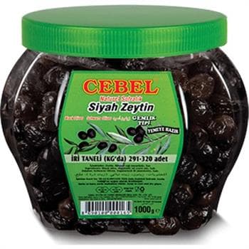 CEBEL SİYAH ZEYTİN 1000 GR İRİ TANE 291-320