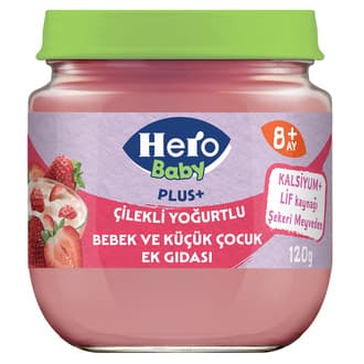 Hero Baby Plus+ Çilekli Yoğurtlu Kavanoz Mama 120G