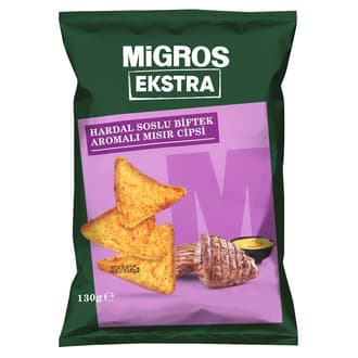 Migros Ekstra Hardal Soslu Biftek Aromalı Mısır Cipsi 130 G