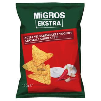 Migros Ekstra Acılı Sarımsaklı Yoğurt Aromalı Mısır Cipsi 130 G