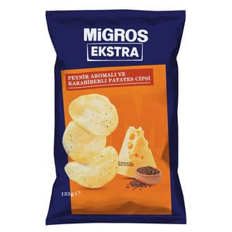 Migros Ekstra Peynir Aromalı ve Karabiberli Patates Cips 135 G