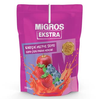 Migros Ekstra %100 Elma Çilek Yaban Mersini Meyve Suyu 200 Ml
