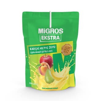 Migros Ekstra %100 Elma Armut Şeftali Muz Karışık Meyve Suyu 200 Ml