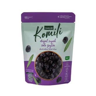 Halis Komili Doğal Siyah Sele Zeytin 351-380 Ad/Kg 170 G