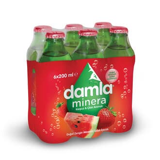 Damla Minera Çilek ve Karpuz Aromalı Gazlı İçecek 6 x 200 Ml