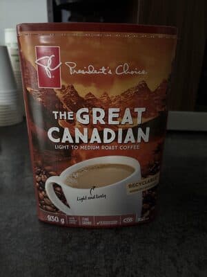The Great Canadian light to medium rost coffee
