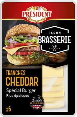 Cheddar president tranches facon brasserie 200g