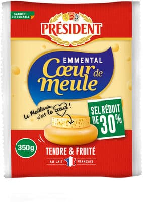 President emmental cœur de meule sel reduit 30% 350g