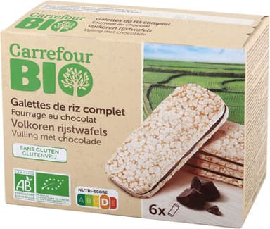 Galletas de arroz inflado rellenas de chocolate y avellana