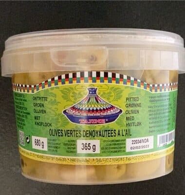 Olives vertes dénoyautées à l’ail