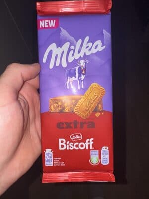 NEW Milka Lotus extra Lotus Biscoff. SUSTAINABLY S