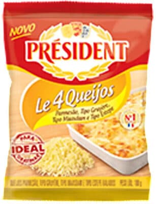 Queijo Ralado Le 4 Queijos Président Pacote 100g