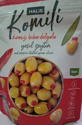 Kırmızı Biber Dolgulu Yeşil Zeytin